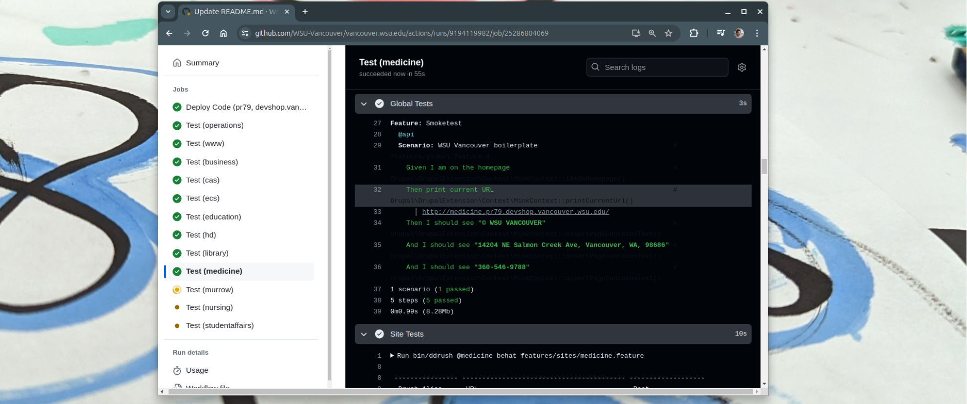 Tests running in self-hosted DDEV environments.